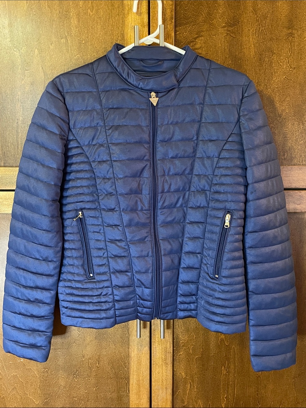 Guess Women's Navy Quilted Thin Puffer Jacket